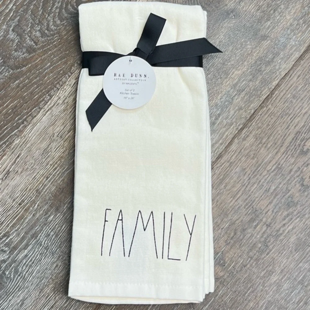 Rae Dunn - 4/$98 - Family/Blessed’ Dish towels (2). NWT *Last One!